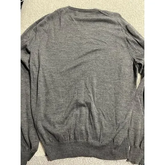Polo Ralph Lauren Sweater Merino Wool Mens XXL Custom Fit Gray V Neck Knit